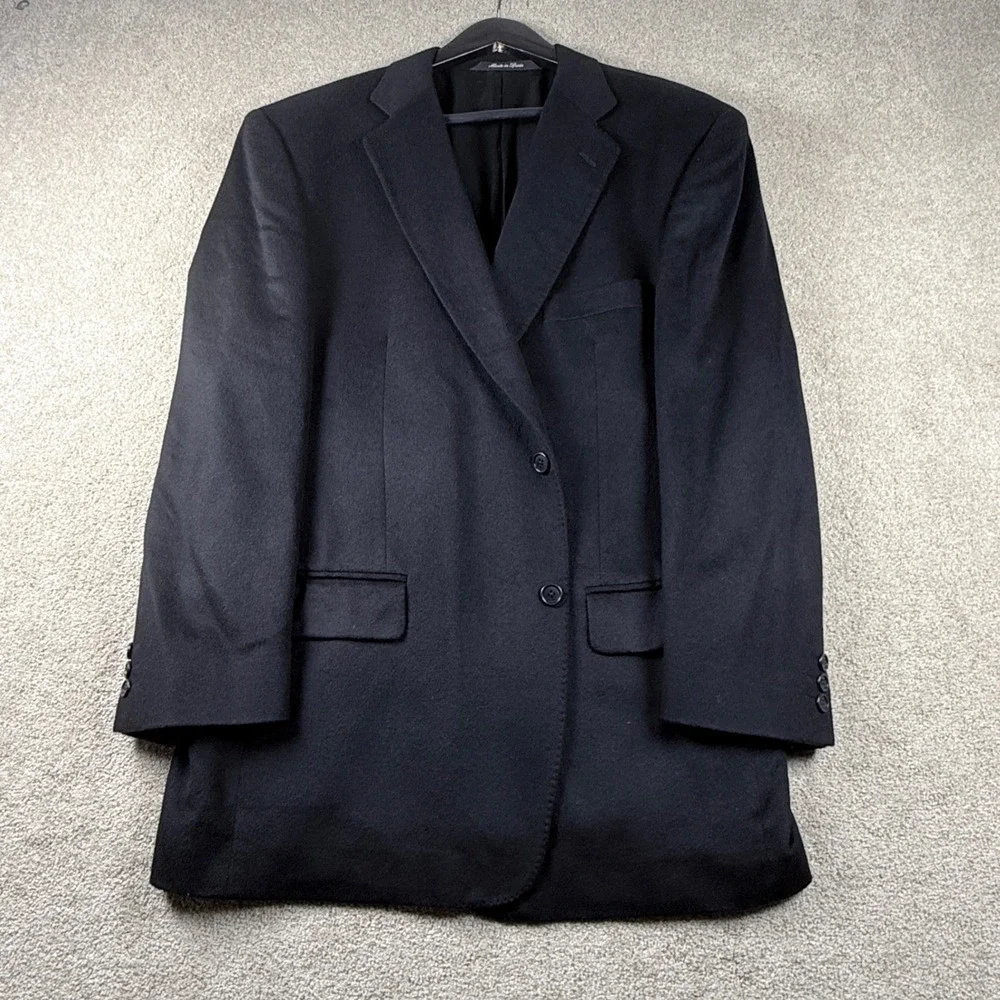 Emilio Yuste Blazer Men 46R Black 100% Cashmere Tessuto Lessona Italy